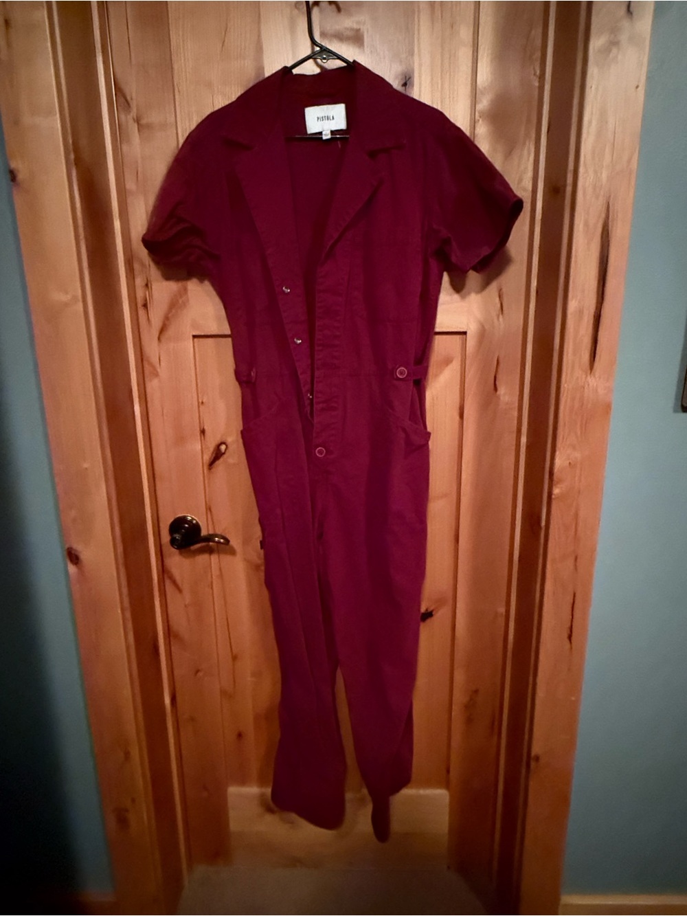 pistola Wine-Red Short-Sleeve Utility Jumpsuit